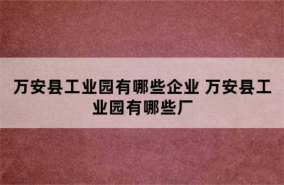 万安县工业园有哪些企业 万安县工业园有哪些厂